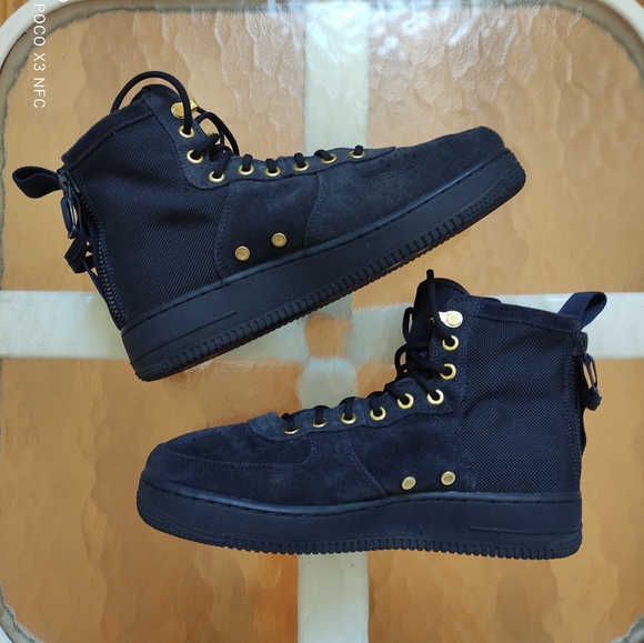 Nike SF AF1 Mid Obsidian Metallic Gold mens 8.5 - Picture 5 of 10